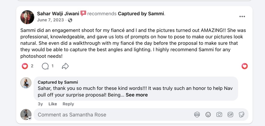 Captured by Sammi Facebook recommendation